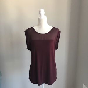 New York and Company Burgundy Sleeveless Top Sz L